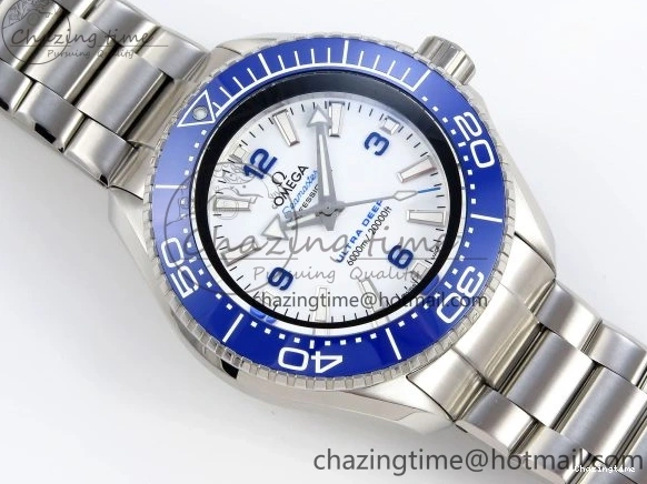 0305 Efficient SEAMASTER PLANET OCEAN 6000M ULTRA DEEP 45.5MM SS TF 1:1 BEST EDITION WHITE DIAL BLUE BEZEL ON SS BRACELET A 7759